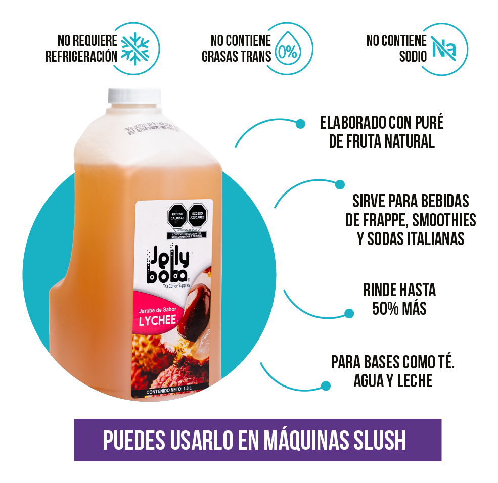Bubbletea Jarabe Lichie Jellyboba Caja 4pz De 1.8lt