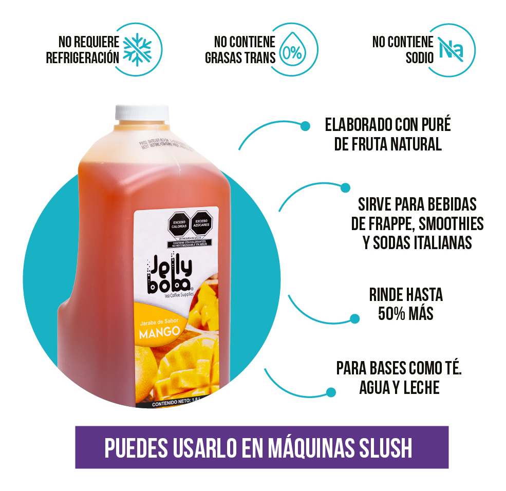 Bubbletea Jarabe Mango Jellyboba Caja 4pz De 1.8lt