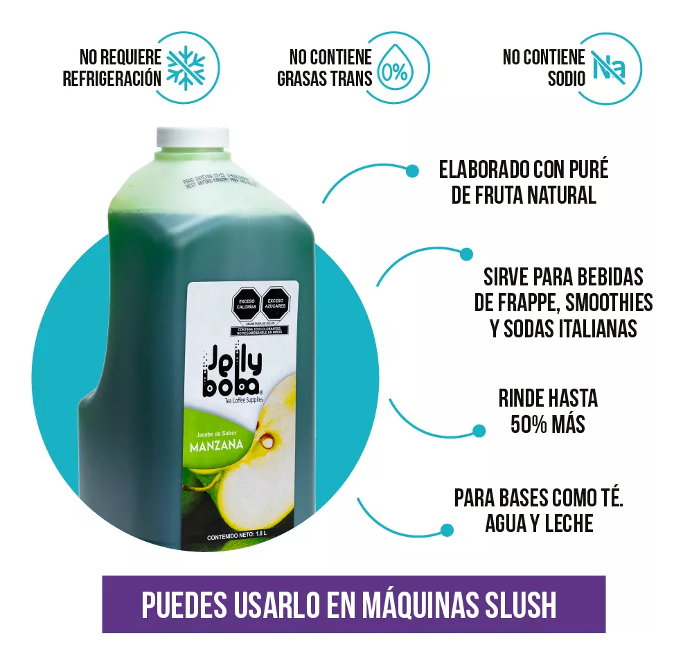 Jarabe Manzana Jellyboba Caja 4pz De 1lt