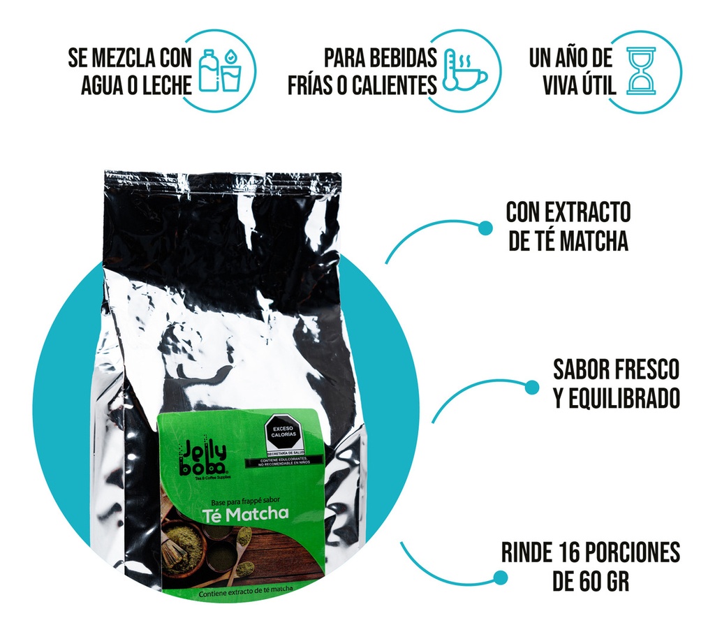 Te Matcha En Polvo Jellyboba Caja 6pz De 1kg