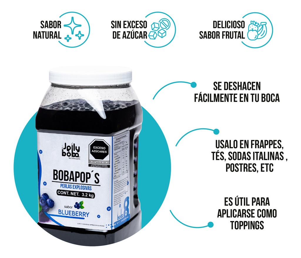Bobapop´s De Blueberry Jellyboba 3.2kg-perlas Explosivas